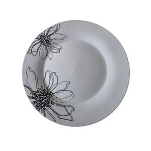 Set of 3-  10 STRAWBERRY STREET White Black Flortenia Floral 10.5" Dinner Plate